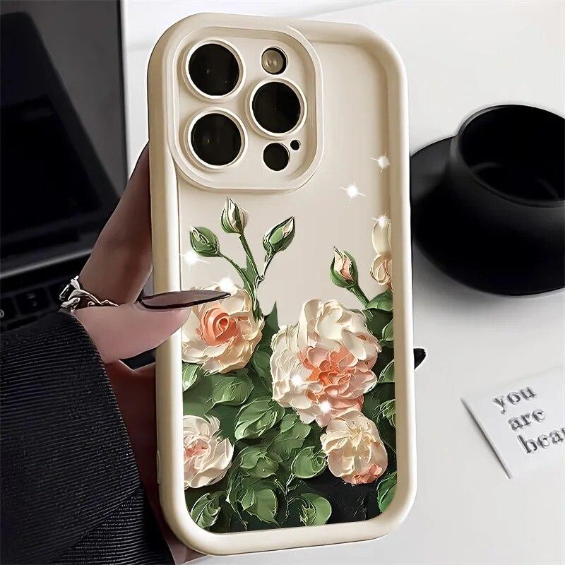 Чехол для телефона с цветком розы для iPhone 11, чехол для iPhone 13 15 Pro 12 14 Pro Max XR XS Max X 7 8 Plus SE, мягкий силиконовый чехол ярких цветов