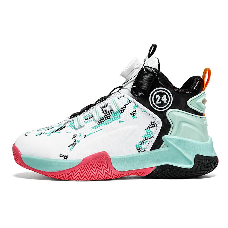 Новые баскетбольные кроссовки для мальчиков детская обувь кожаные боевые профессиональные кроссовки для бега вращающиеся кнопки нескользящая спортивная обувь