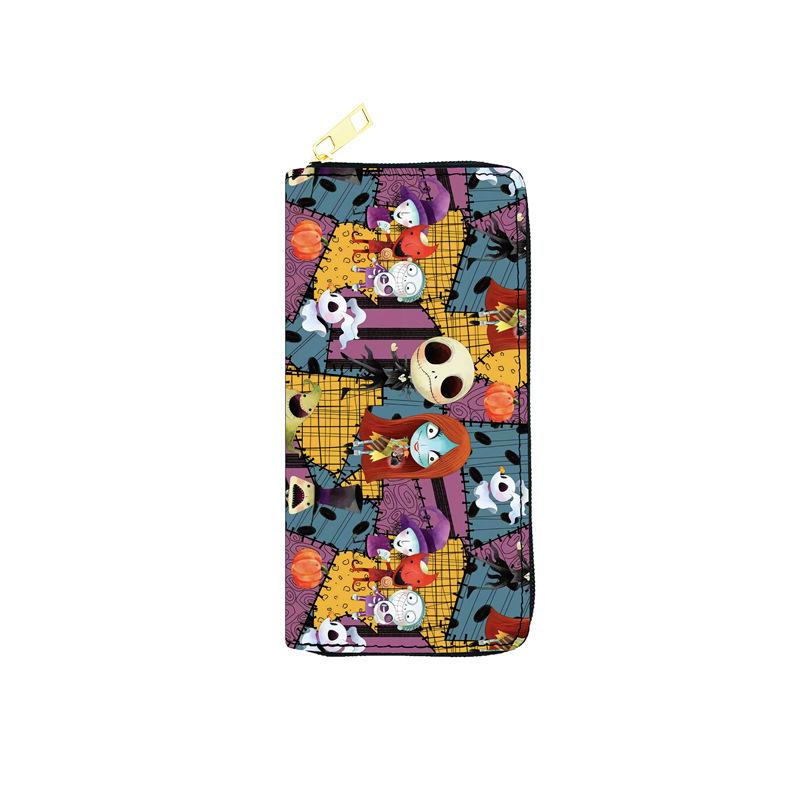 Nightmare Before Christmas PU Long Zip Wallet Women's Clutch Makeup Bag 3pcs
