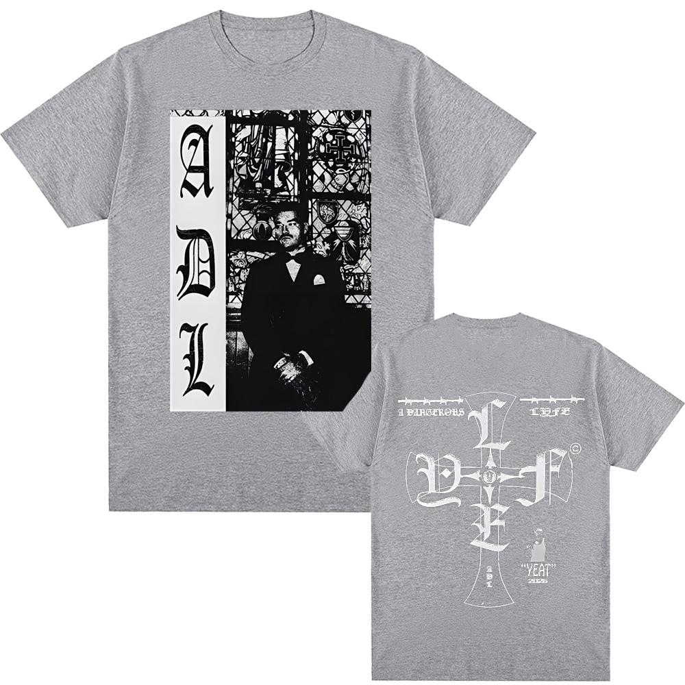A DANGEROUS LYFE CROSS TEE 2026 new style Yeat Casual TShirt Summer T shirt High Quality Cotton Comfortable Unisex Short Sleeve