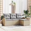 VidaXL 4-Piece Garden Sofa Set with Cushions Beige Poly Rattan 3345990