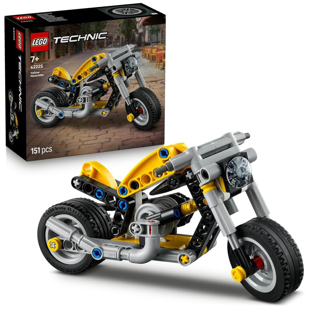 LEGO Technic Yellow Motorcycle Building Kit Educational Toy for Kids Ages 7-9