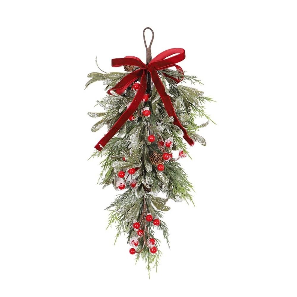 Pine Needles Artificial Christmas Wreath Teardrop Shape Christmas Hanging Decor Party Decoration