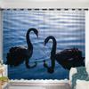 2Panel Swan Lake Swan Curtain Custom Curtains Simple Modern Bedroom Living Room Window Semi-blackout Short Curtain Grommet Top