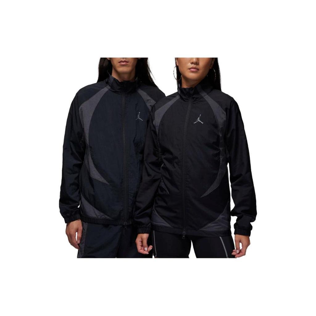 Jordan Куртка-унисекс с принтом логотипа, контрастным воротником и молнией, черная DX9368-011
