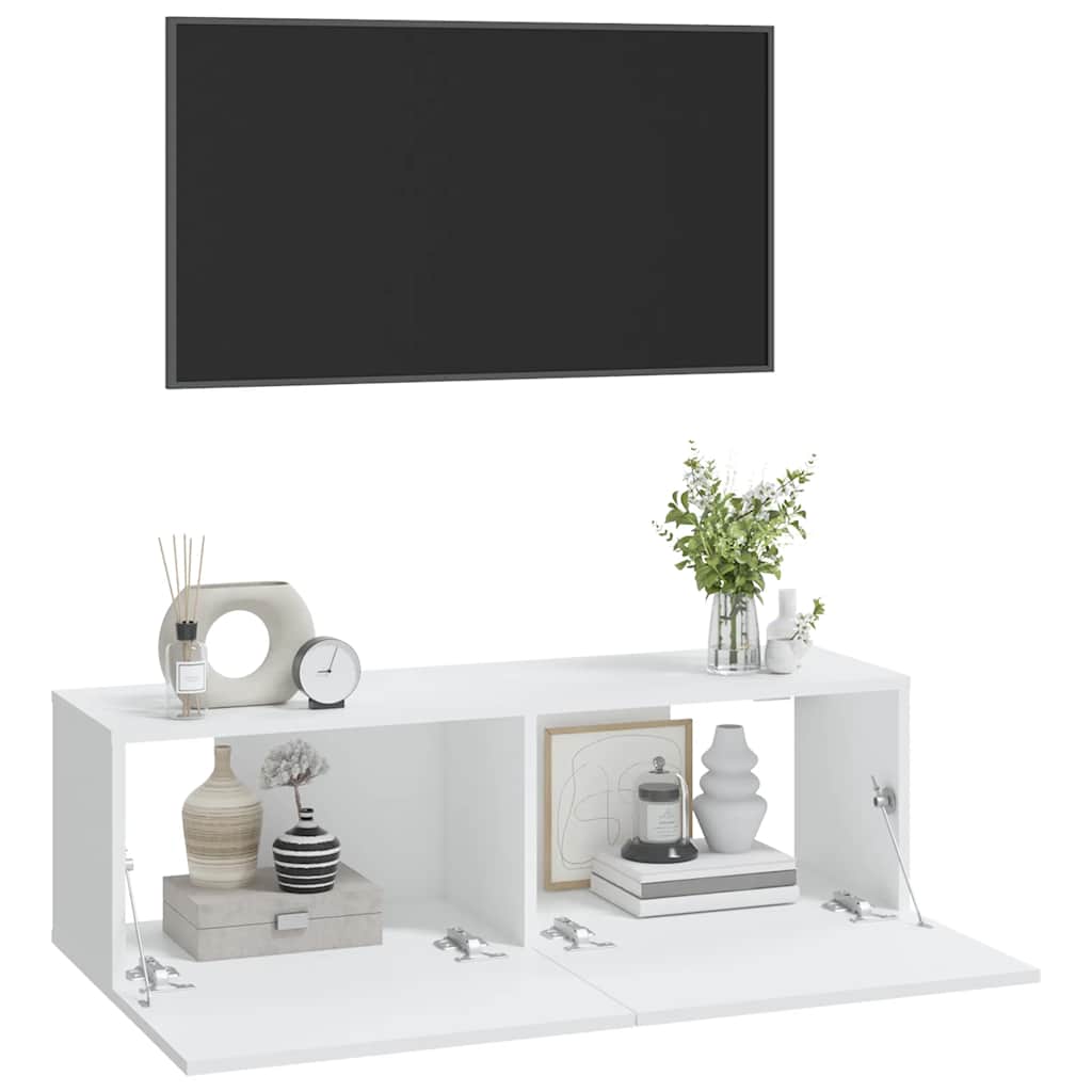 Vidaxl Szafki Ścienne Pod Tv, 2 Szt., Białe, 100X30X30 Cm