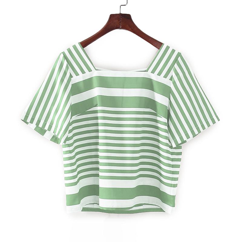 ZANZEA Женская летняя повседневная блузка в полоску с квадратным воротником и коротким рукавом