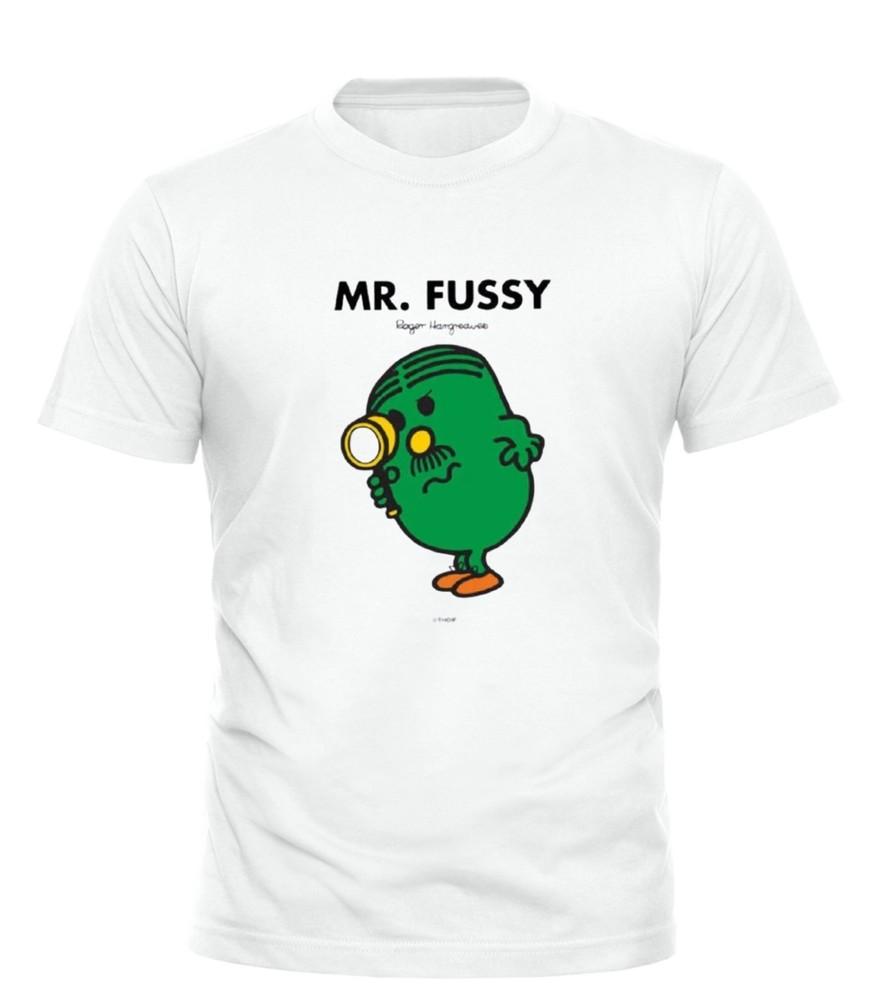 Mr Men TShirt Mr Fussy Printed Graphic Tee Adults Unisex All sizes black white Unisex T-Shirt
