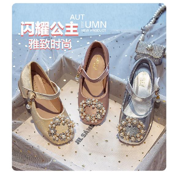 Children's high-heeled shoes, little girls' princess shoes, new spring and autumn single shoes, new spring and autumn girls' leather shoes