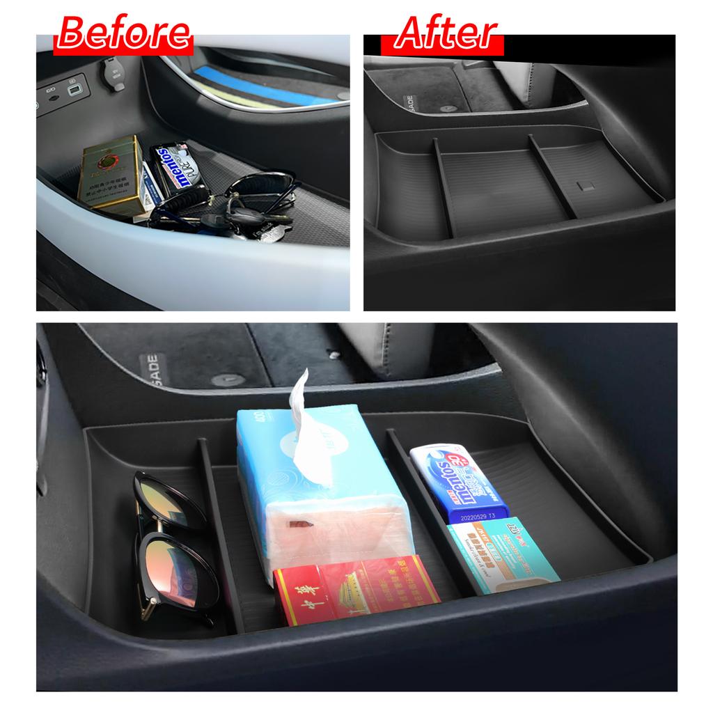Для Hyundai Palisade 2023 2024 Ящик для хранения в центральной консоли Автомобильный центральный нижний лоток TPE Органайзер Аксессуары для наведения порядка