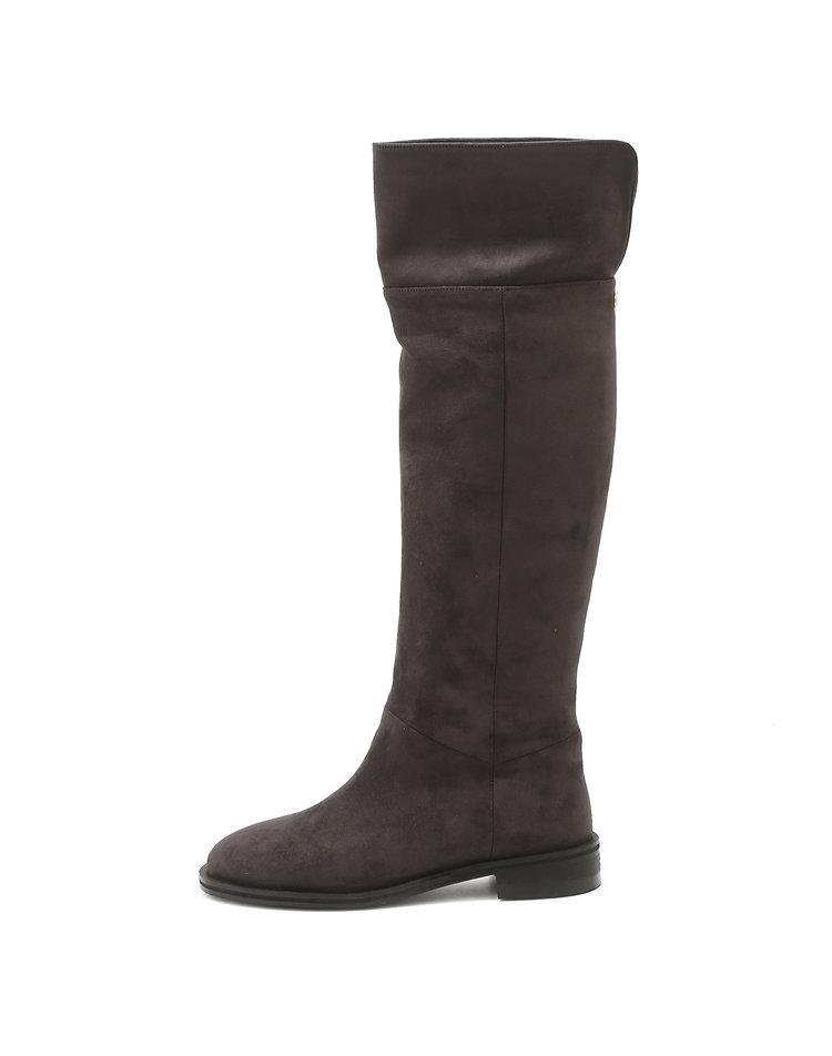 Athe Vanessabruno Dark Grey Suede Fabric Double A Long Boots Aaso5F603G2