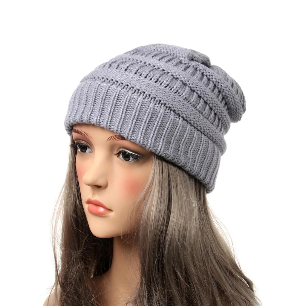 New Autumn And Winter Wool Cap European And American Women's Capped Cap Warm Knitted Cap Simple Solid-Coloured Cap