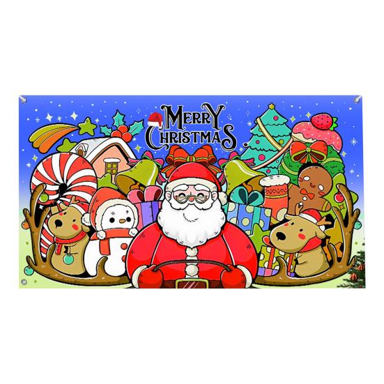 480x210 см Рождественский гобелен на дверь гаража Санта-Лось Снеговик с принтом в помещении и на открытом воздухе праздник настенный баннер фон дверная крышка декоративная ткань