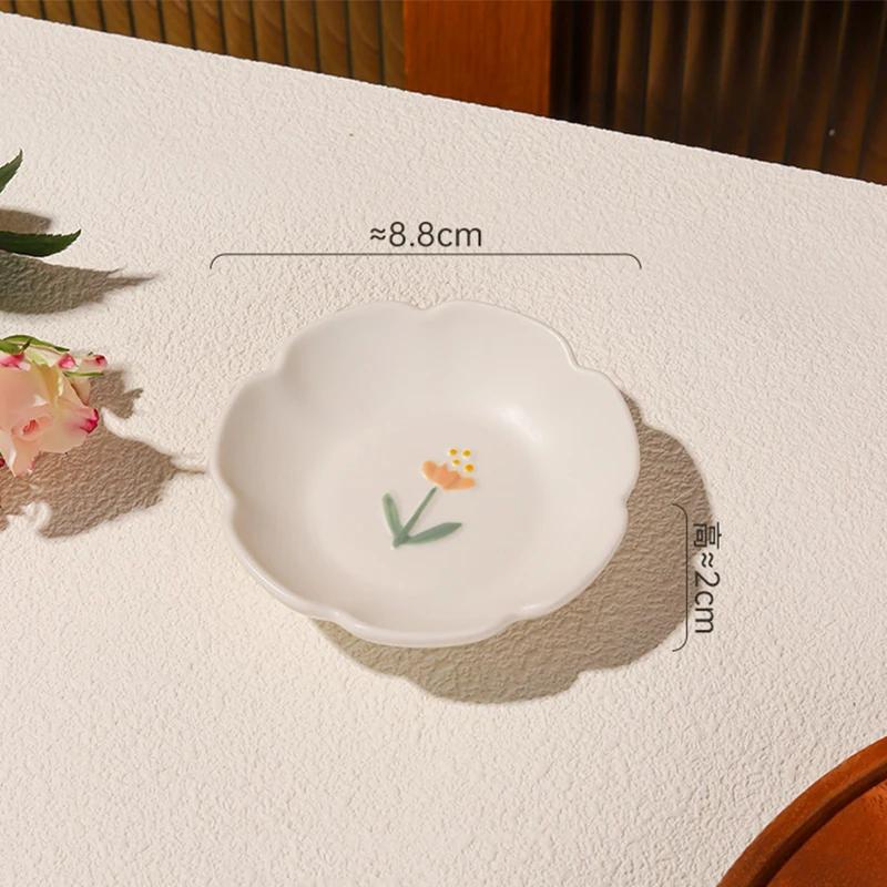 Керамические тарелки с цветочным рельефом, креативная круглая тарелка для рыбы высокого класса, изысканные блюда, обеденная тарелка, изысканная домашняя посуда