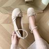 Mary Jane Shoes, New Pearl Bow Flats In Summer 2025, Shallow Mouth Fairy Style with Skirt, Single Shoes, Women