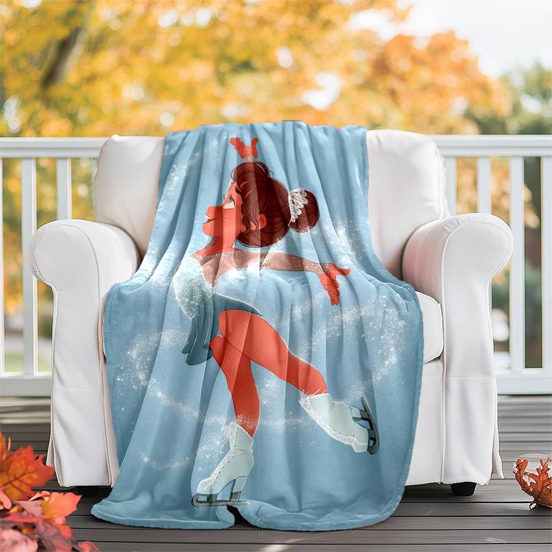 figure skating Theme Printed Blanket - Perfect for Couch, Bed, Travel & Outdoor Use | Machine Washable, Cozy & Durable.