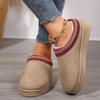 Fashion Snow Boots Women Winter New Cashmere Warm Thick Soles Without Heel-covered Hair Half Slipper Cotton Shoes Cashmere Warm Boots