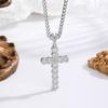 Stone Cross Necklace Fashion Light Luxury Necklace Jewelry Premium Jewelry Full Diamond Men's Necklace