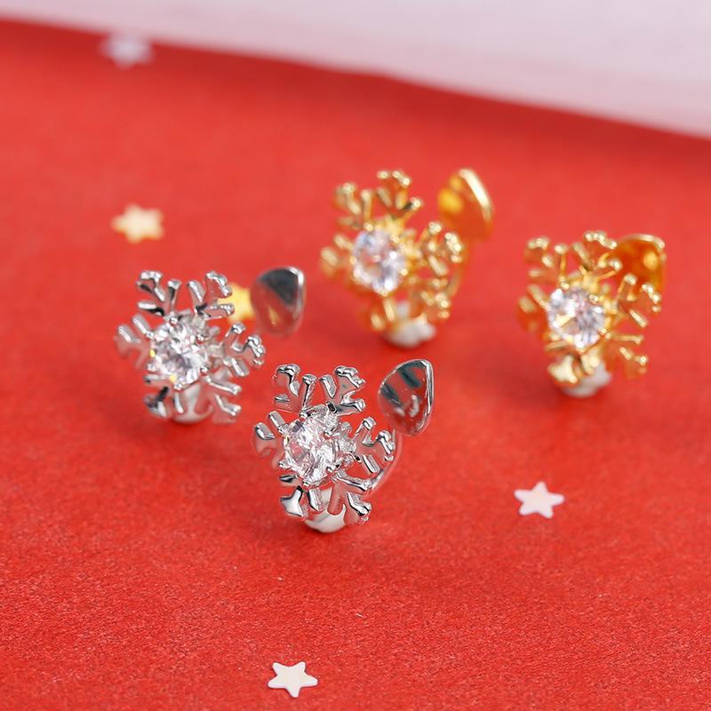 Клипсы для ушей «Снежинка» из серебра 925 пробы Banyan Tree для женщин - Простые корейские осенне-зимние серьги