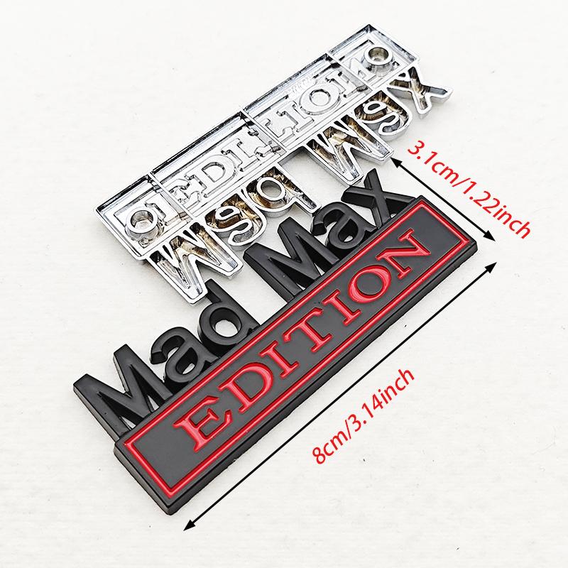 Mad Max Edition Metal Emblem Sticker Badge Fender Funny Decal Car Truck Replacement Door Decoration For Universal Car Motorcycle