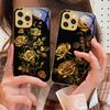 Золотые розы Чехол для телефона из закаленного стекла для iPhone 16 Pro Max 15 P Ro 14 M Ax 13 Plus 12 Mini 11 XS Max XR