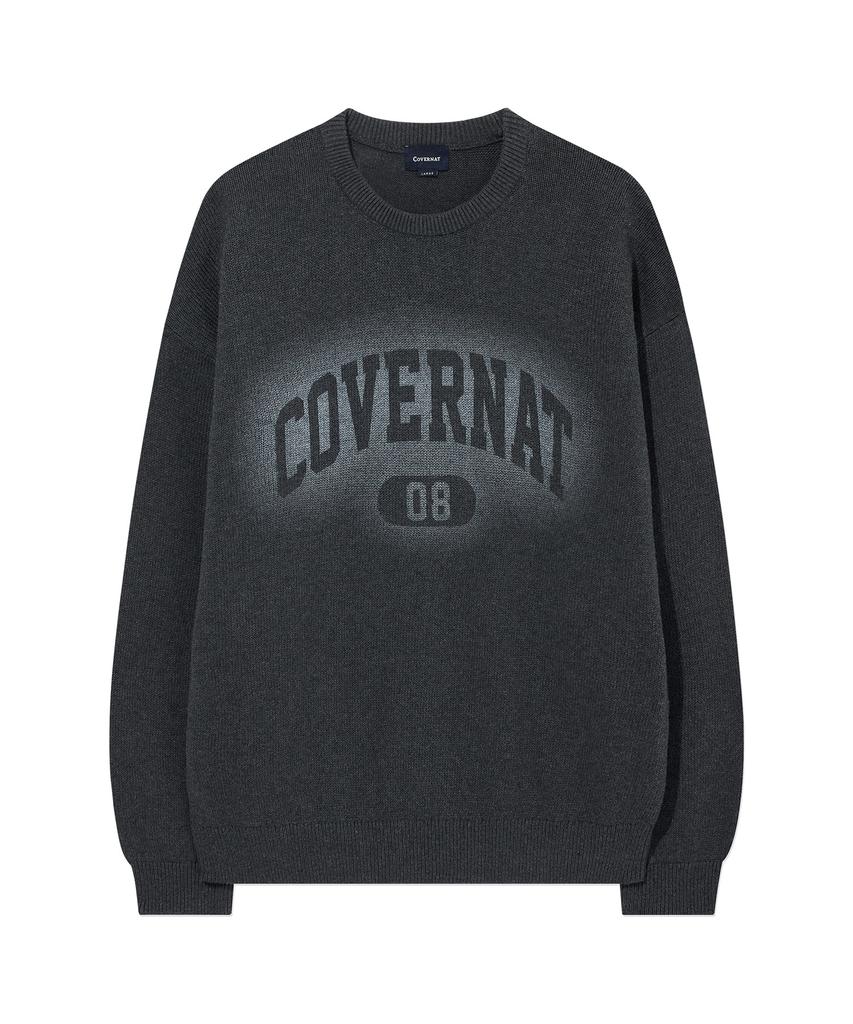 COVERNAT Spray Arch Logo Crew Neck Knit Charcoal