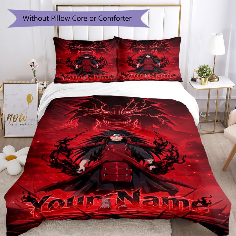 Naruto Character Customize Text Duvet Cover Set Design for Living Rooms Machine Washable Bedroom Decor Best for Christmas