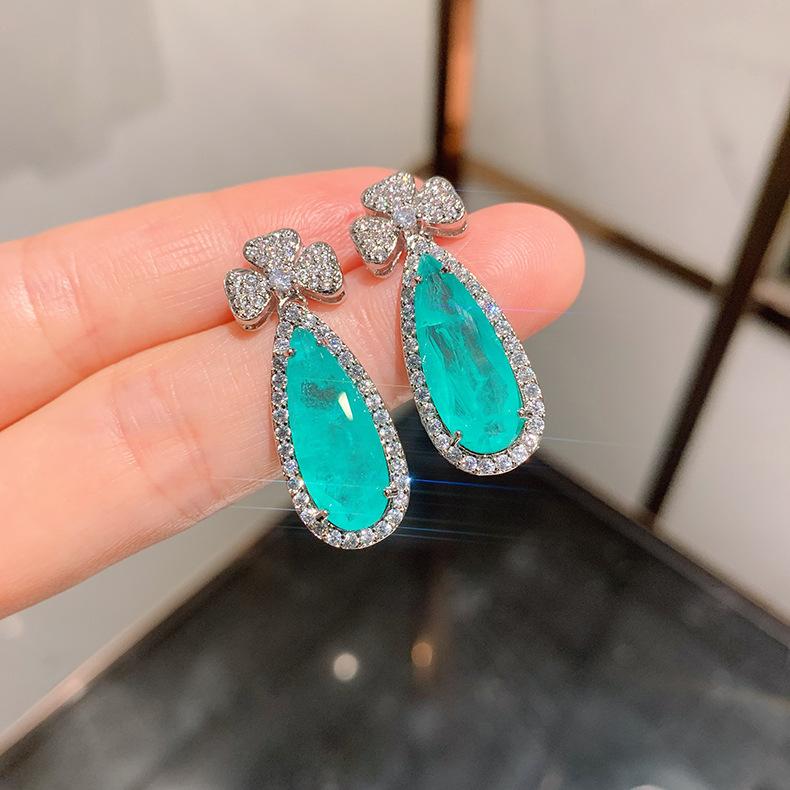 Новое имитация ожерелья Параиба, подвесное изумрудное ожерелье в форме груши, набор украшений для банкета, 8X20