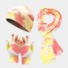 New Tie-dye Knitted Hat, Gloves, Scarf Set, Women's Autumn and Winter Outdoor Cold-proof Hat Three-piece Set, Men's