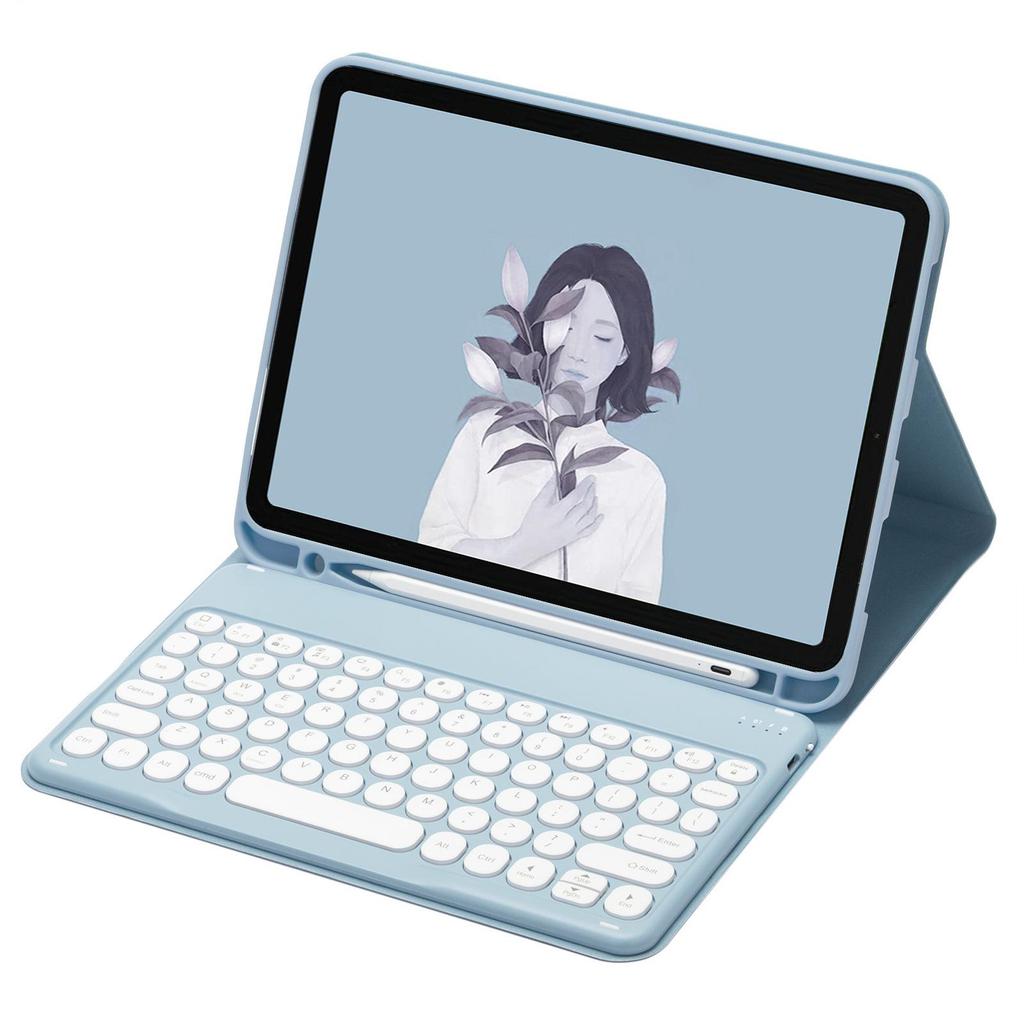 Круглая Bluetooth-клавиатура для iPad в кожаном чехле с держателем для стилуса для Air/Pro/A16