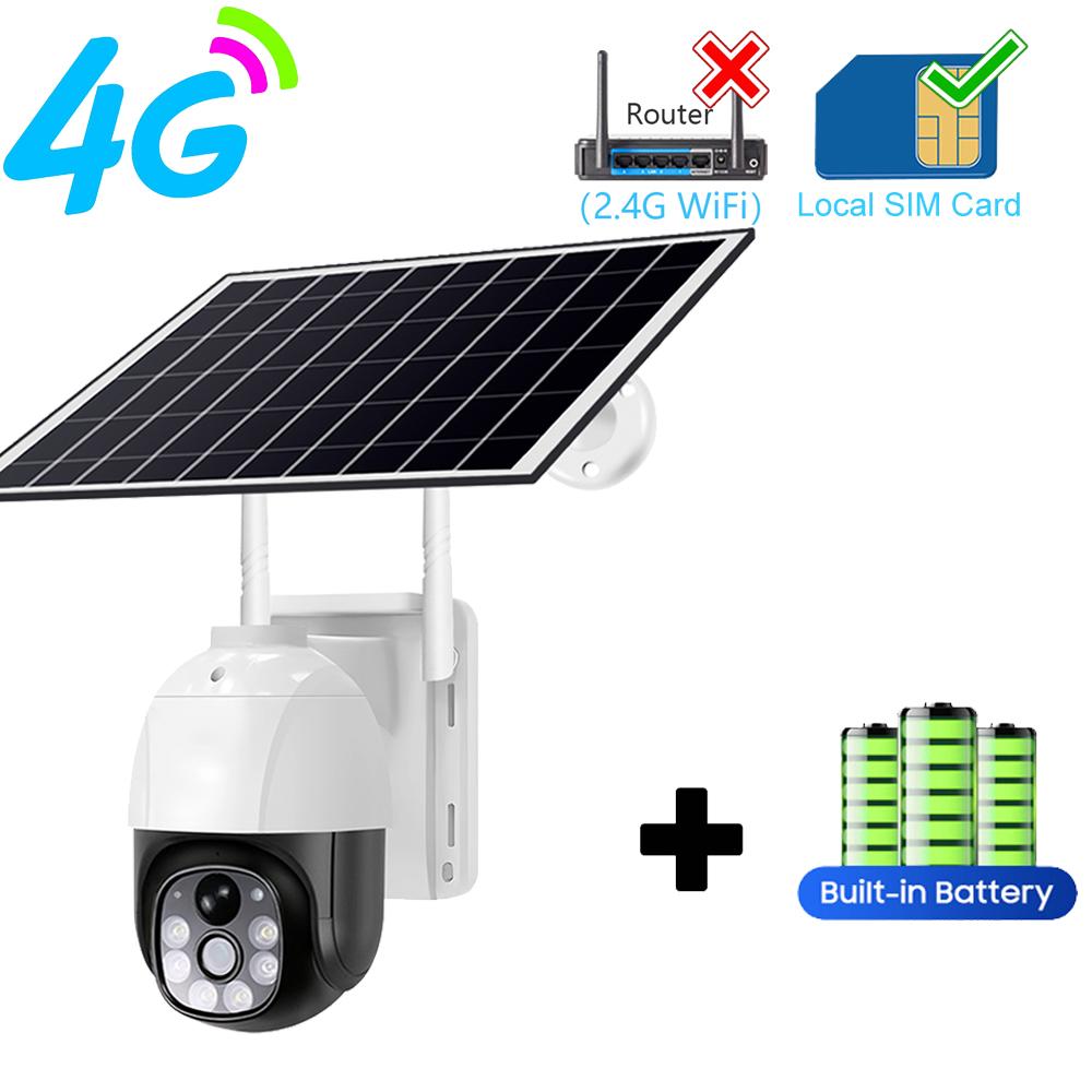 PIR Smart Pedestrian Detection Solar Camera 4G Monitoring Night Vision Full Color HD WIFI Low Power Consumption