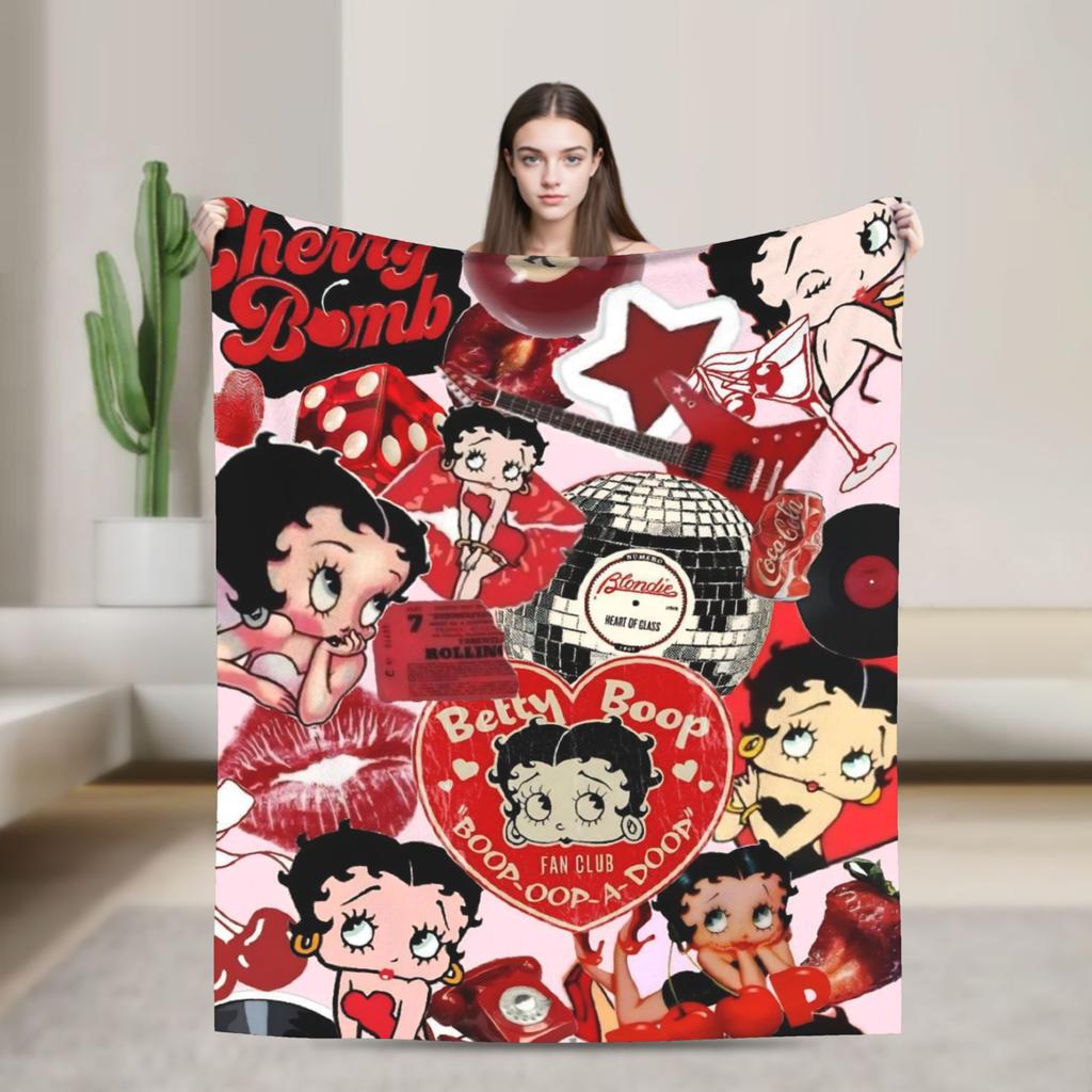 B-Bettys Boops Throw Blanket for Couch Soft Fuzzy Plush Blanket 50x60 Inch Multi-size Bedspread for All Seasons