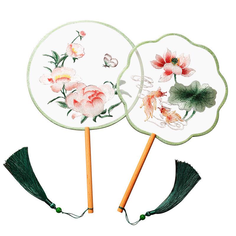 Веер с вышивкой в старинном китайском стиле: Классический аксессуар для танца фей Ханьфу