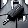 Men's Genuine Leather Car Key Bag with Zipper - Top Layer Cowhide Key Cover and Household Keychain