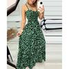 Women's Leopard Print Leopard Sling V-Neck High Waist Long Dress