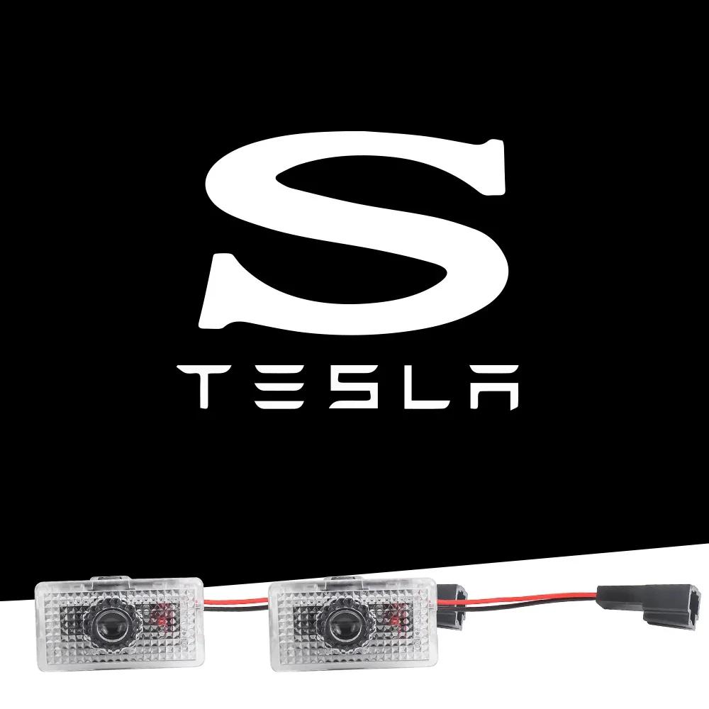 Автомобильная наклейка 2025 Горячая 2 шт. Для Tesla Model 3 Model S Model X Автомобильные лампы-проекторы на дверь с приветственным светом HD