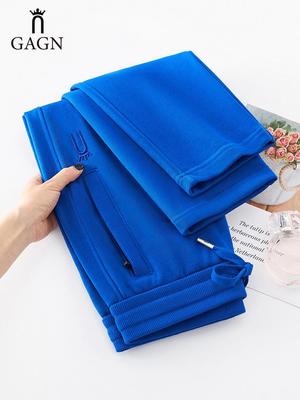 GAGN Женские хлопковые ретро спортивные штаны больших размеров - Свободный крой, Повседневный стиль с изысканной вышивкой