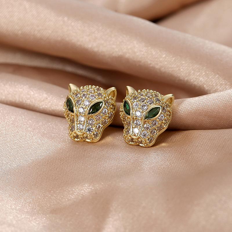 Новые серьги Four Seasons Classic Light Luxury из меди с цирконами в форме головы животного. Подарки для женщин. Банкетные украшения 2024 года.