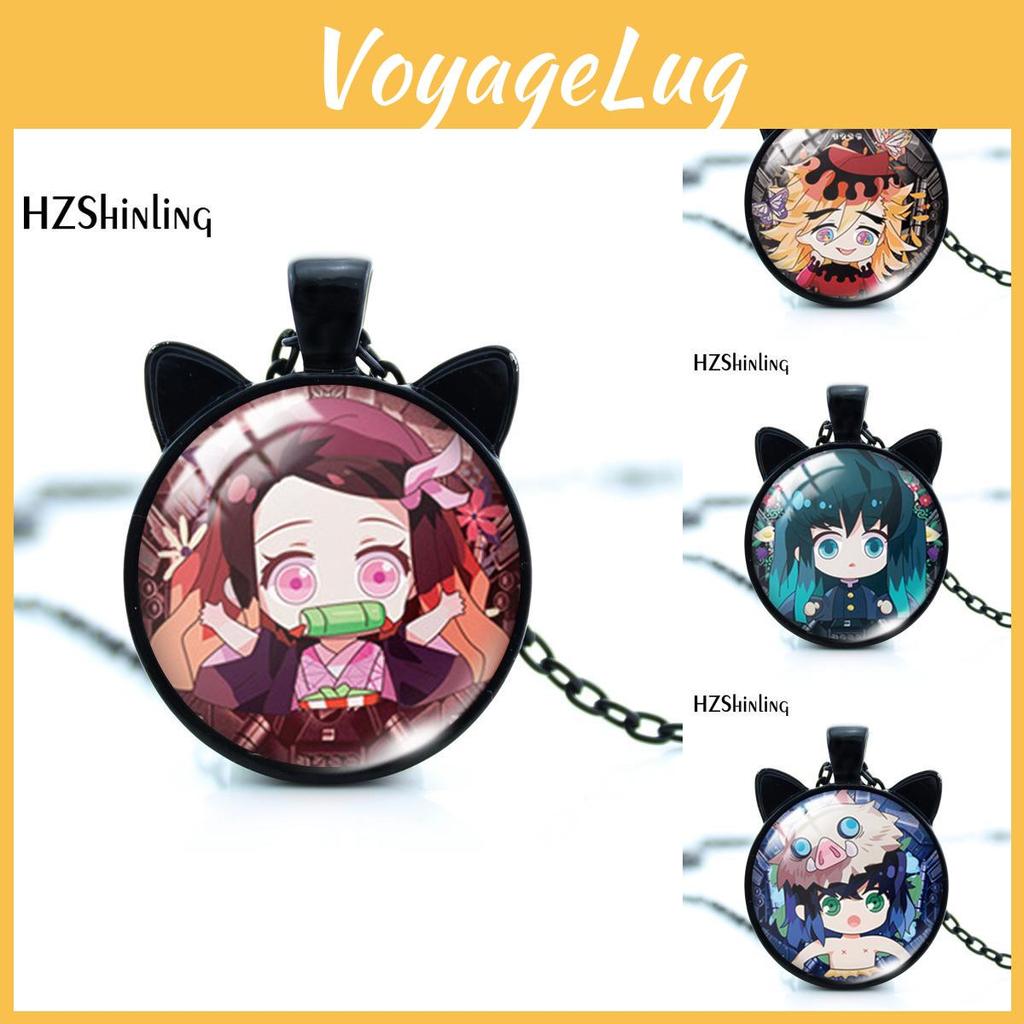 Высококачественное аниме-ожерелье с Тандзиро и Нэдзуко и элегантной подвеской в виде кошачьих ушек.