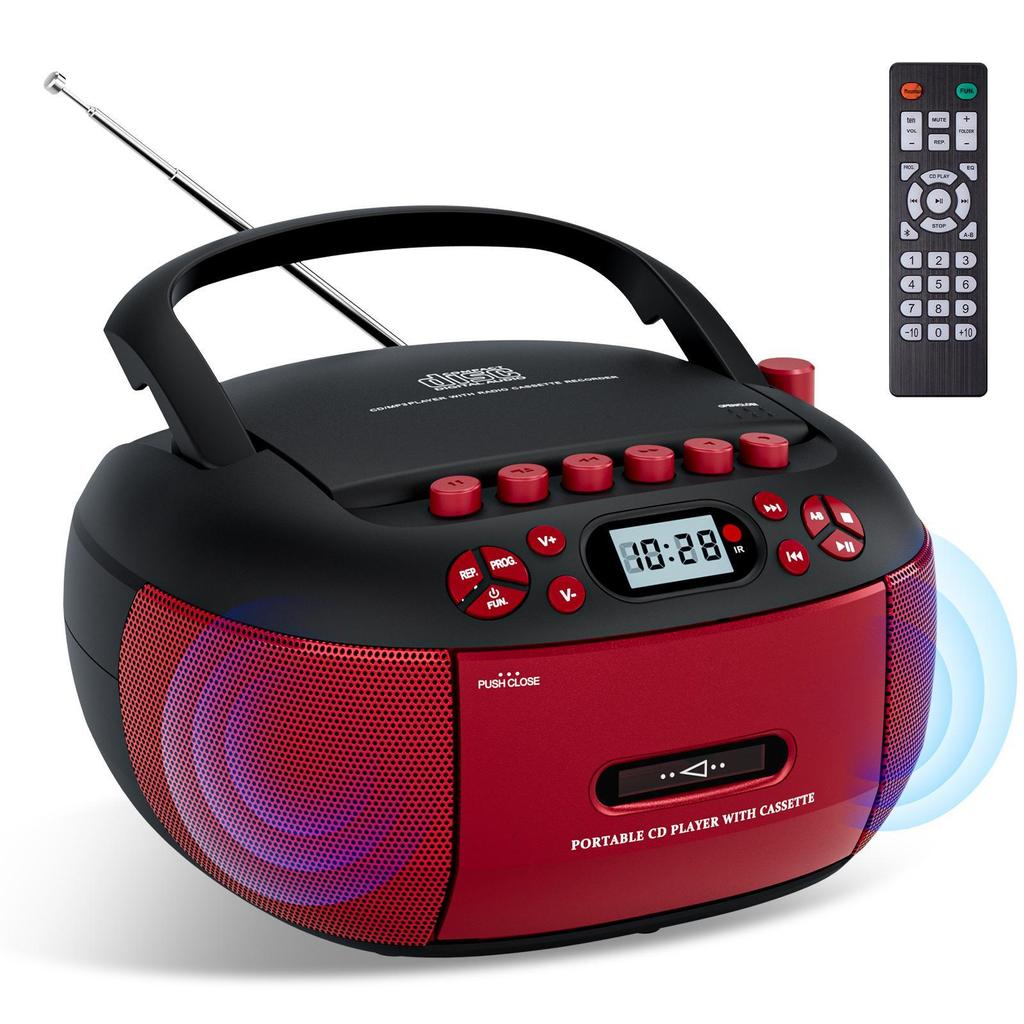 Портативный Bluetooth CD и кассетный плеер с радио