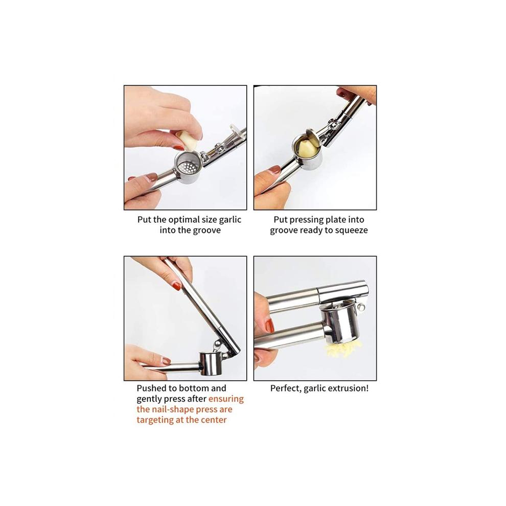 304 Stainless Steel Garlic Press, Meat Grinder, Crusher, Chopper & Peeler Set Rust-proof and Corrosion-resistant Dishwasher Safe
