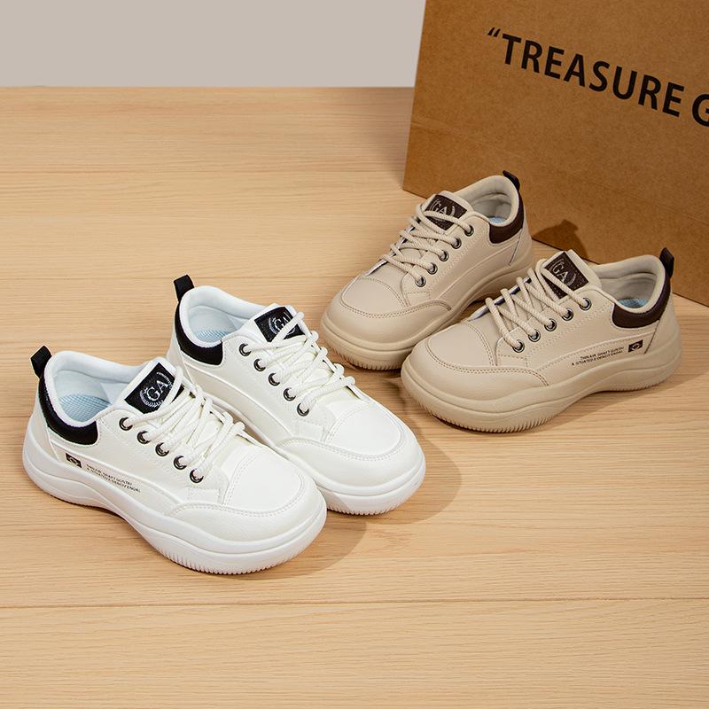 Autumn retro student thick baseplate shoes women's fashion simple niche sports casual running single shoes increase height