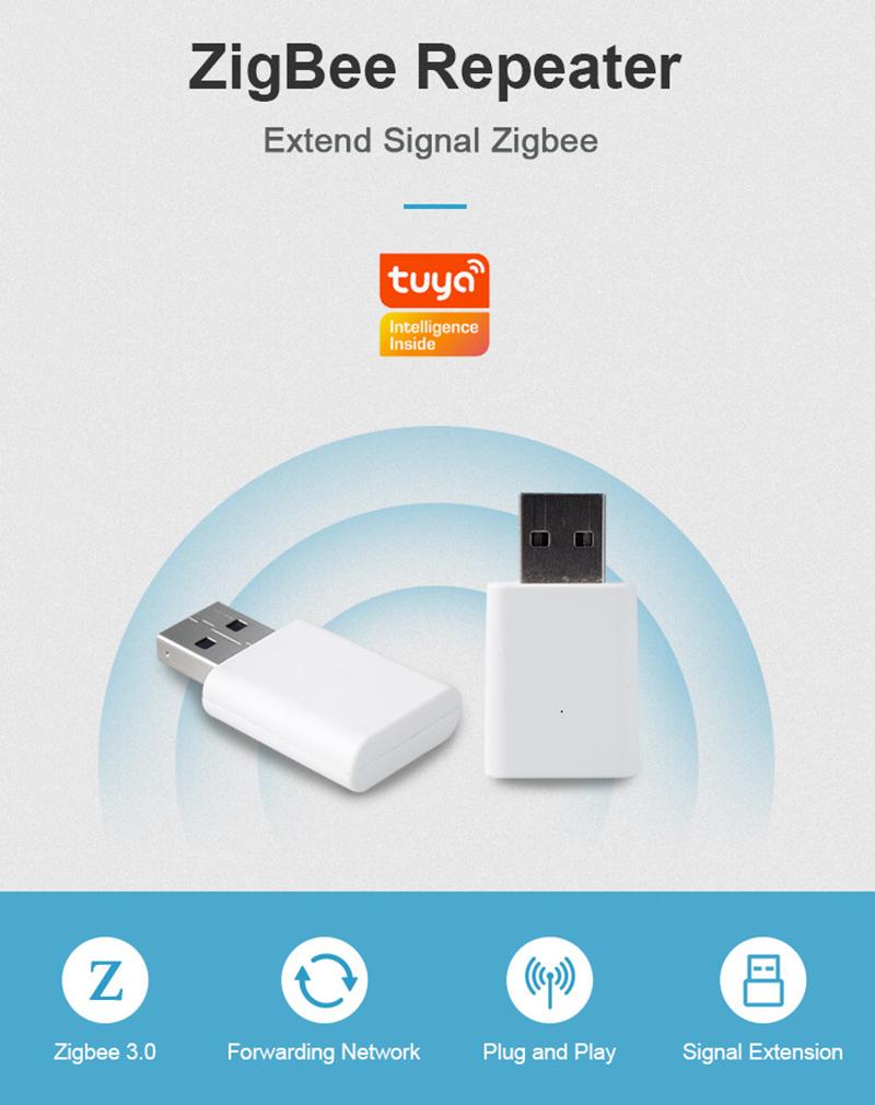 Репитер сигнала Tuya ZigBee USB-удлинитель Zigbee для датчиков Zigbee Расширение 20-30 м Совместим со шлюзом ZigBee через приложение Smart Life