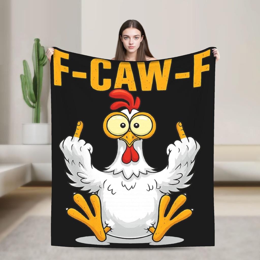 F-Caw-F Chicken Funny Fashion Blanket Fleece Decoration Multi-function Lightweight Throw Fashion Blanket for Bed Bedroom Plush Thin Quilt