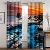 Сезонный вид Снежные горы Океан 3D Шторы Фиолетовые Синие Шторы Спальня Балкон Окно Декоративные Шторы 2 Панели