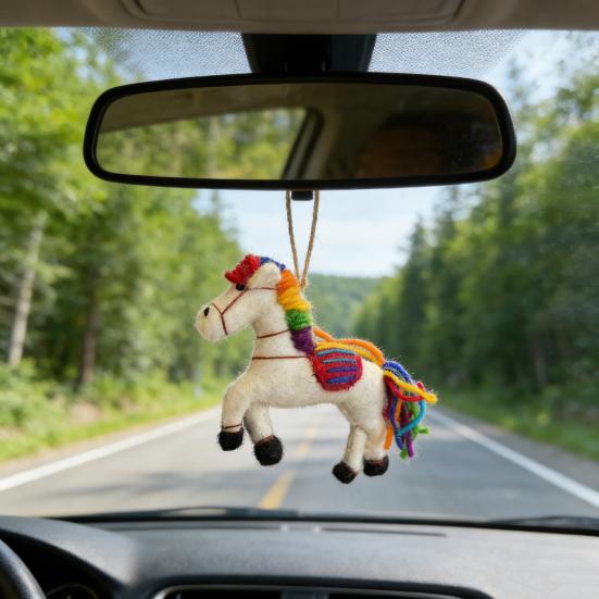 Винтажное ручное войлочное украшение-лошадка, символ Китайского Нового года, шерстяной животный амулет для украшения елки, дома, автомобиля, рюкзака