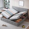 Upholstered Bed 180x200cm, Hydraulic Storage Bed, High Box Bed, Multifunctional Double Bed, Skin-Touching Velvet Fabric, Grey