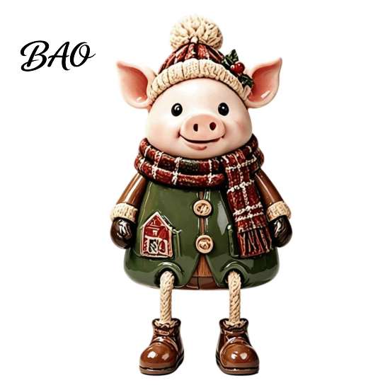Durable Resin Holiday Keepsakes Christmas Shelf Sitter Figurines, Retro Farm Animal Hanging Leg Decor, Rustic Country Decorations Ornaments for Mantel