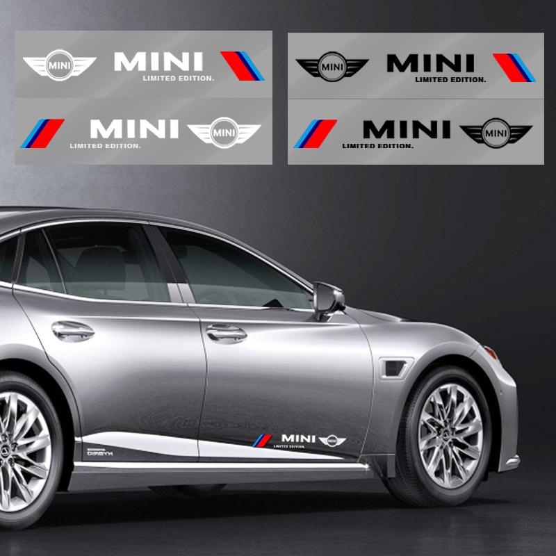 2pcs Car 3D Stickers Auto Side Body Sports Sticker Decals Car Accessories For Mini Cooper One S Clubman R50 R53 R56 R60 F55 F56 R57 R58 R59