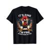 Европейские размеры It's Fine I'm Fine Футболка – Смешная Сумасшедшая Курица Графическая Футболка для Мужчин, Черная Хлопковая Рубашка